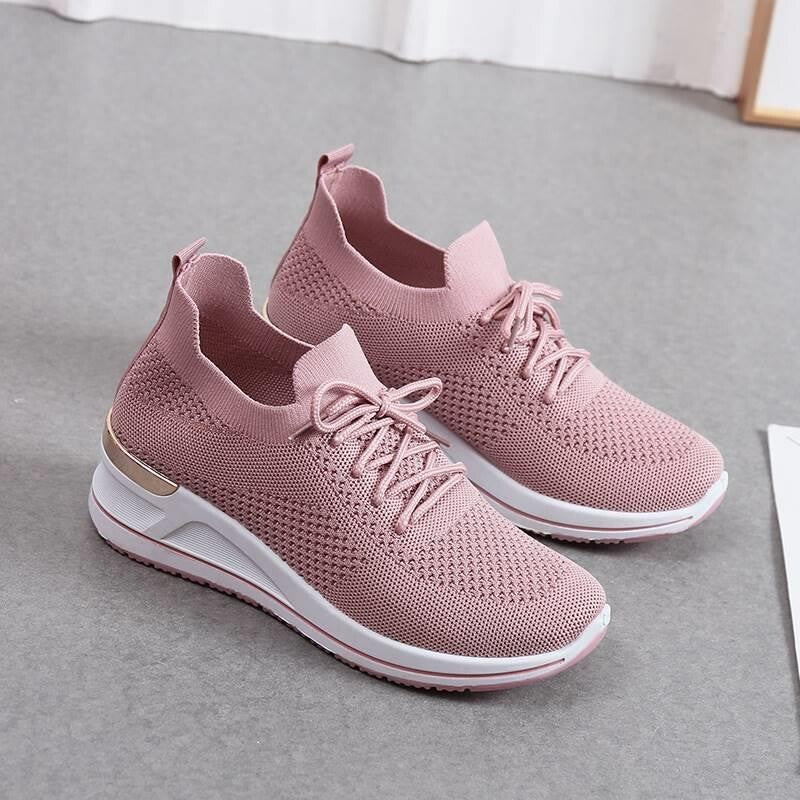 Autumn New Style Wedge Heel Outer Knit Women's Shoes Thick Sole Breathable Casual Shoes