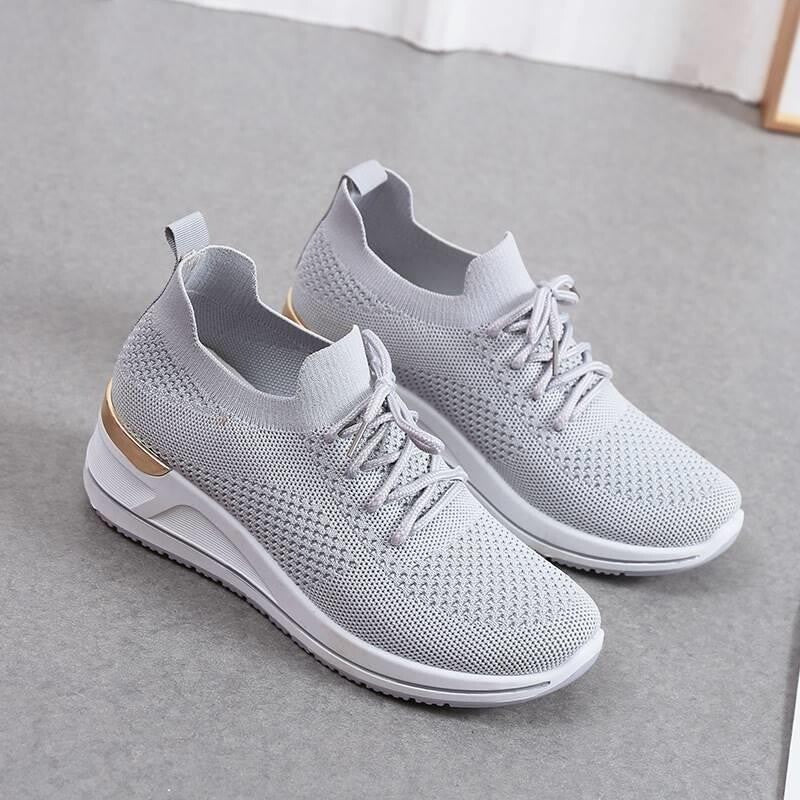Autumn New Style Wedge Heel Outer Knit Women's Shoes Thick Sole Breathable Casual Shoes