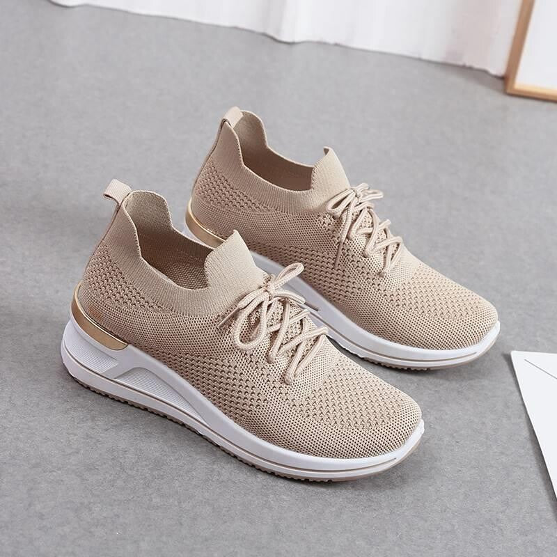 Autumn New Style Wedge Heel Outer Knit Women's Shoes Thick Sole Breathable Casual Shoes